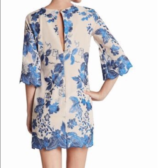 Embroidered Chiffon Mini Sheath Dress - Picture 3 of 4